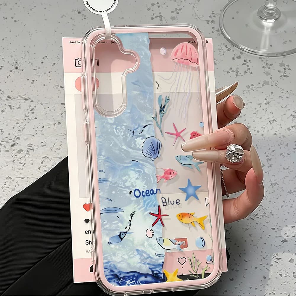 Clear 2in1 Ocean Case For Samsung A57 A56 A55 5G Cover A37 A36 A35 A17 A53 A54 A34 A26 A07 S26 Ultra S25 S23 S22 S24 Plus Funda