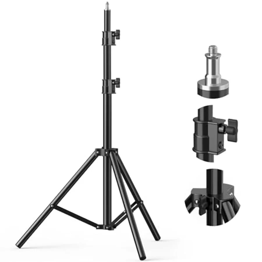 Supporto Professionale per Luci Fotografiche 110"/9.2ft/280cm, Treppiede in Metallo con Ammortizzazione ad Aria per Softbox e Luci da Studio