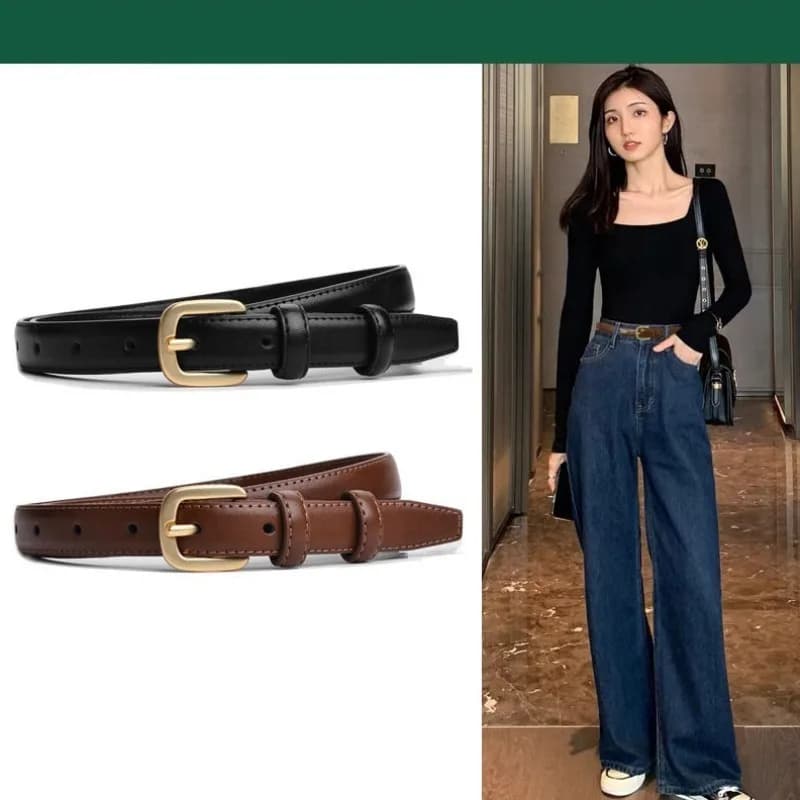 2-Pack 110cm Casual Fashion Belt Simple High-End Needle Buckle Double Loop Belt for Daily Wear Stylish Waistband Accessory