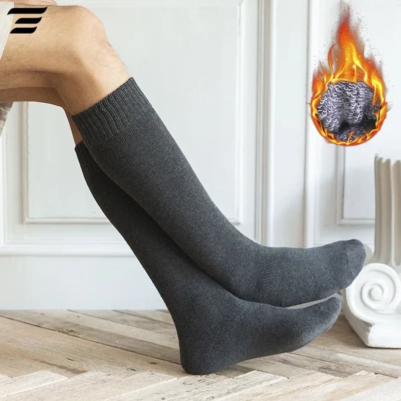 6 PZ = 3 Paia Men's Winter Compression Footwear Hot Al Ginocchio Long Legs in Terry Hot Addens Cover Vitello Socks Size 38-44