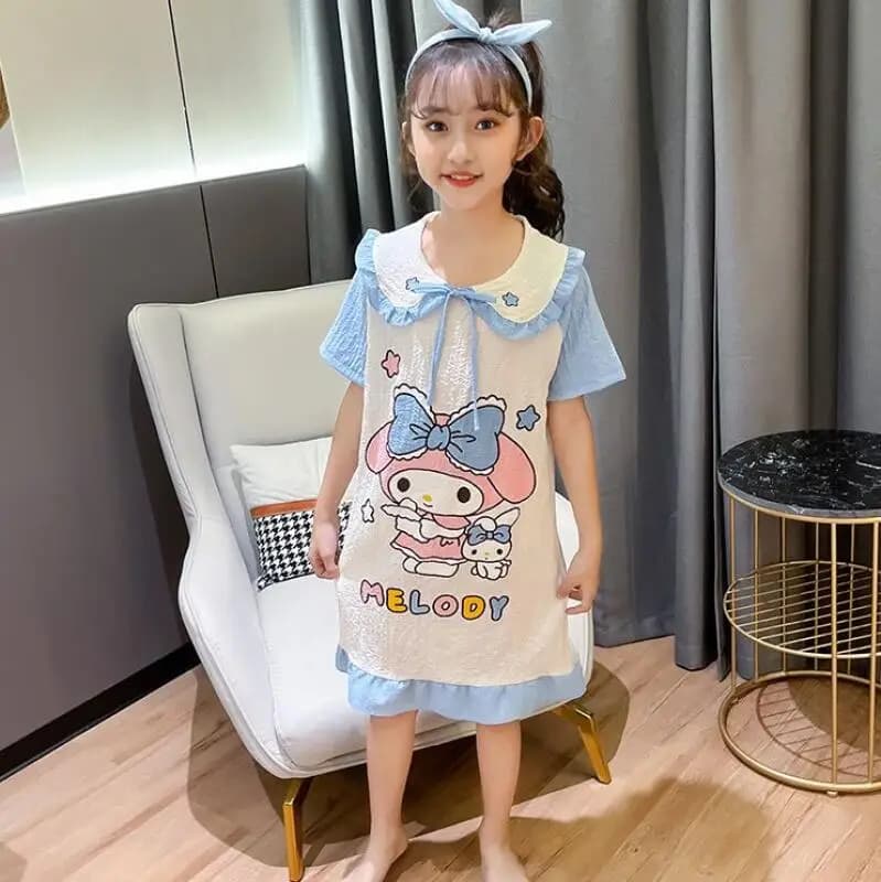 Sanrio My Melody Cinnamoroll Ragazze Camicia da notte Abbigliamento estivo Pigiama Hello Kitty Cartoon Principessa Gonna Indumenti da notte Carino Homewear