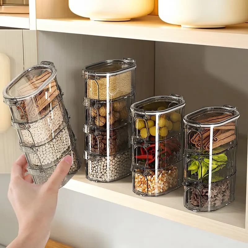 Multi Layer Airtight Spice Jar Transparent Seasoning Container Food Grade Kitchen Organizer For Pepper Star Anise Household Gift