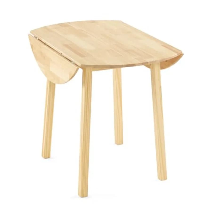 Tavolo da Pranzo Pieghevole in Legno Massello 35, con Piano Ribaltabile, per Cucina e Sala da Pranzo, Scrivania Salvaspazio per Piccole Cucine, Tavolo Rotondo Espandibile