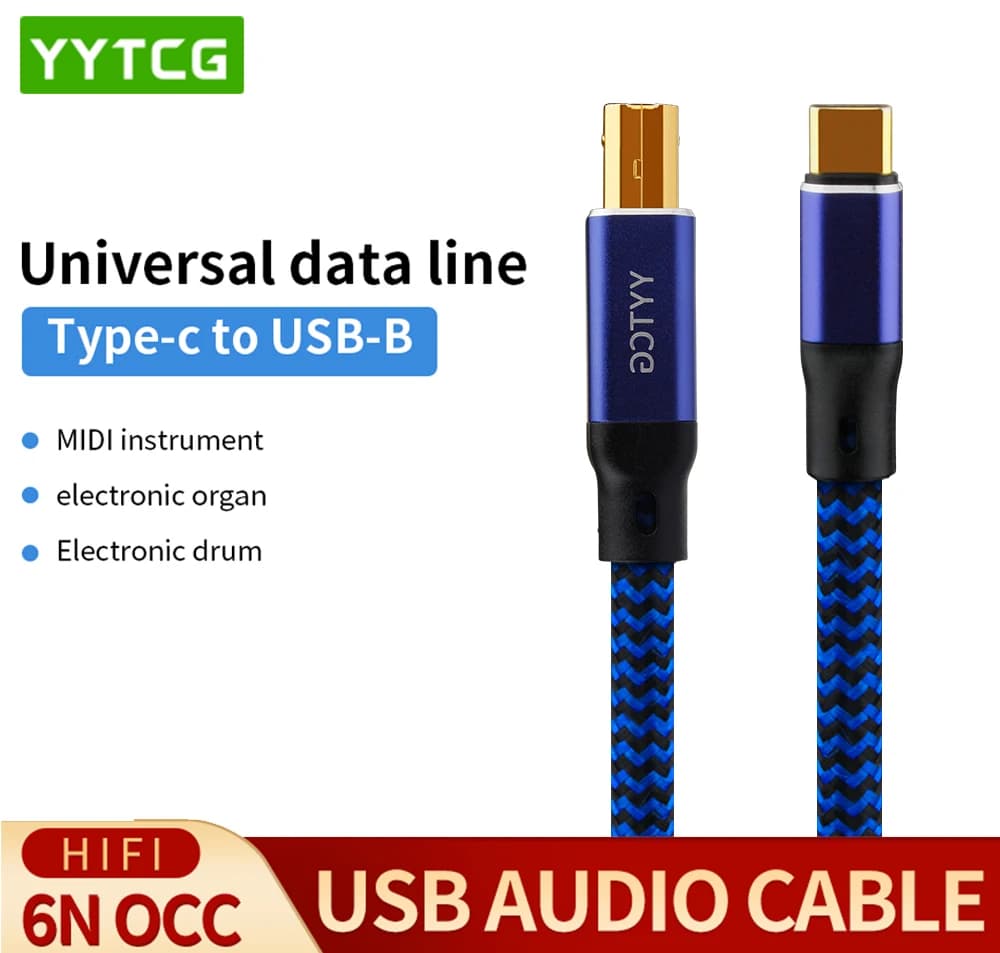 Cavo USB Hifi YYTCG da tipo C a tipo B 6N cavo dati Hifi OCC cavo dati universale cavo Audio USB