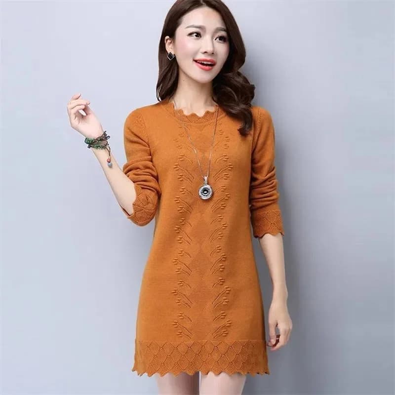 Maglioni da donna pullover 2024 nuovi vestiti autunnali invernali maglione lavorato a maglia lungo maglieria maglione a maniche lunghe da donna