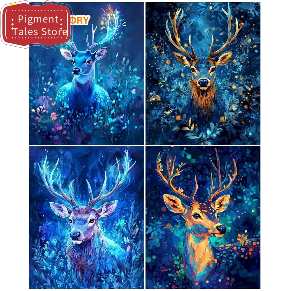 Picture By Numbers HandPainted Elk Picture Acrylic Paint Color On Canvas Home Wall Painting Animals 【frameless】
