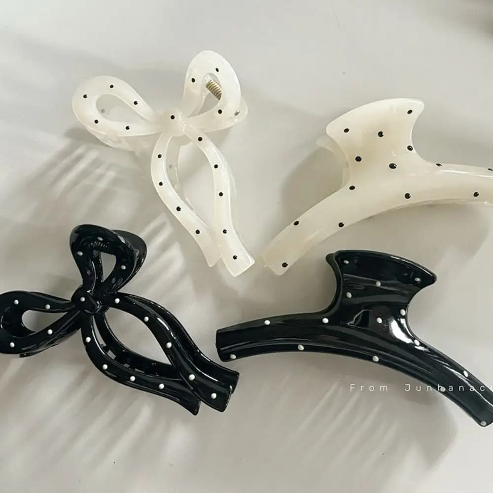 Moda Bowknot Arco Artiglio per capelli Acrilico Carino Forcina Polka Dot Clip per capelli Grab Clip Grande squalo Clip Grande artiglio per capelli Femmina