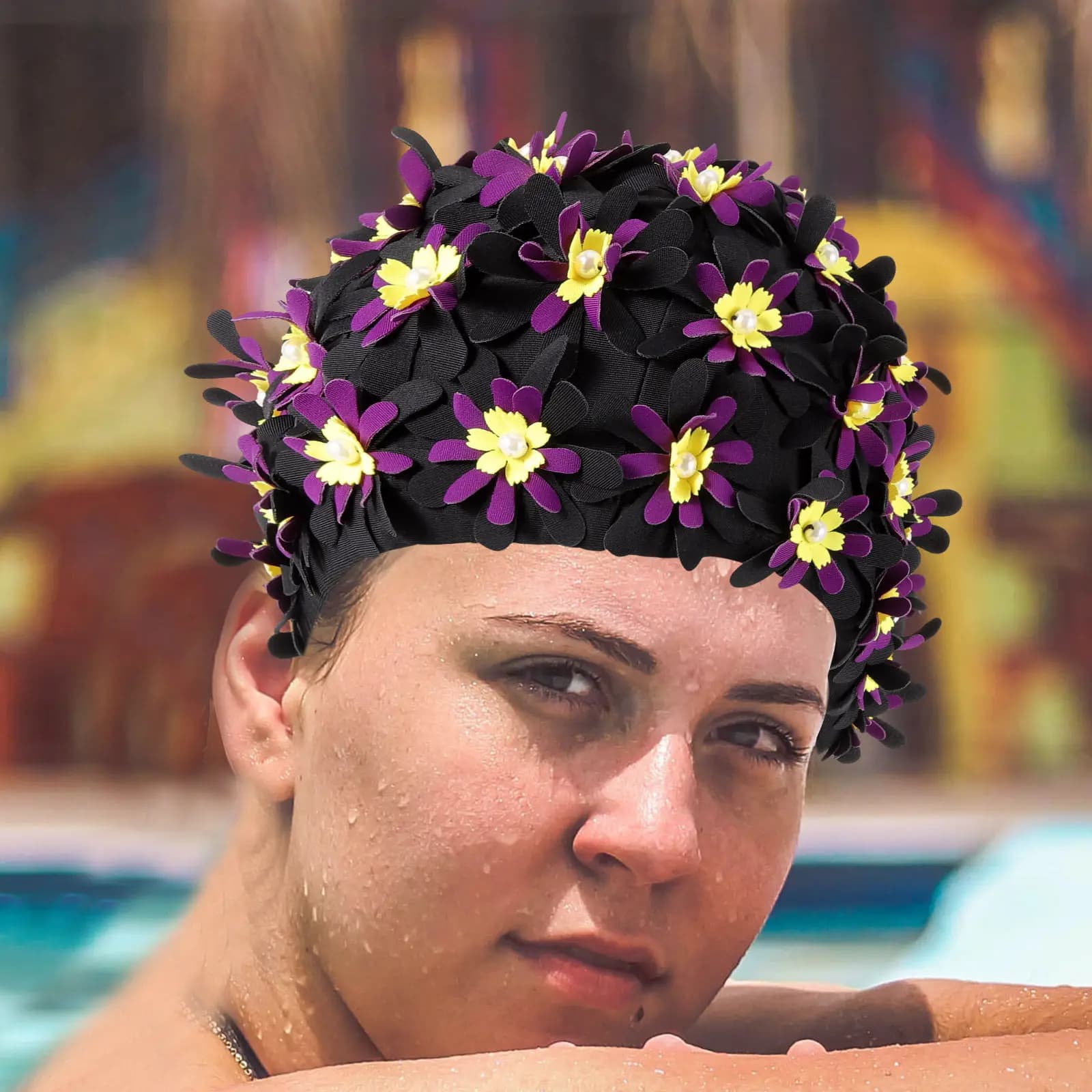 Large Swimming Head for Women, Soft and Elastic Fabric, for Long Hair, Comfortable for Shower and Swimming, Swimming Head for Adults