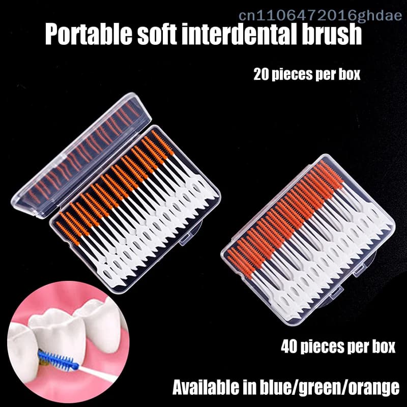 20/40 Pezzi Spazzolini Interdentali in Silicone Super Morbidi per Igiene Orale, Spazzole per Pulizia Dentale, Filo Interdentale, Stuzzicadenti