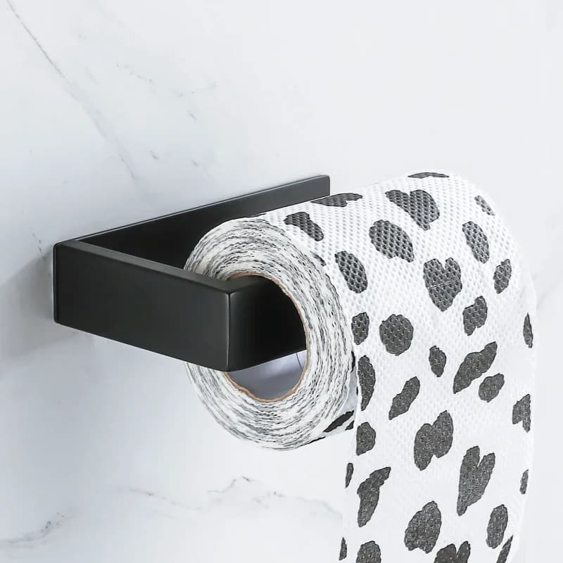 Porta carta igienica quadrato nero autoadesivo in acciaio inossidabile 304, adatto per riporre il bagno e accessori per WC
