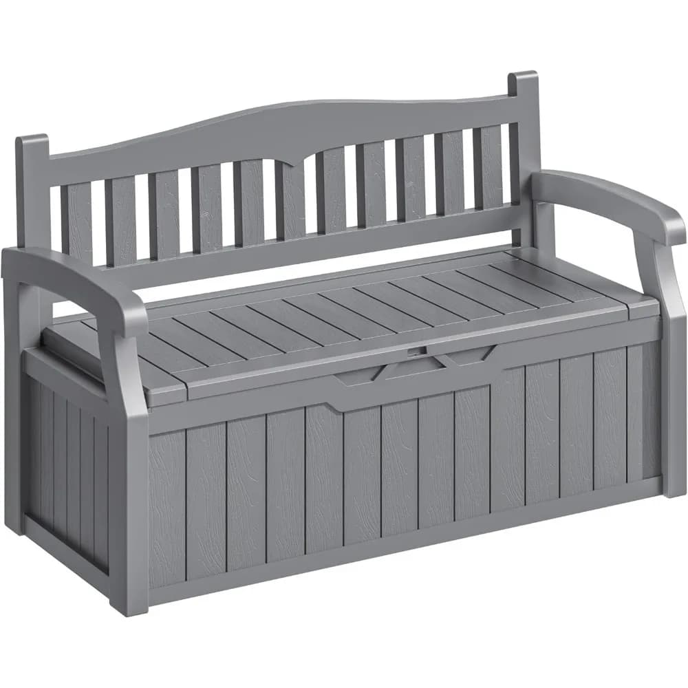 75 Gallon Outdoor Storage Benches Lockable Deck Box with Waterproof and UV Resistant, Waterproof Storage Box