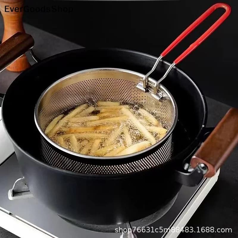 Nuovo Cestello per Frittura in Acciaio Inossidabile 1 Pezzo, Cestello da Cucina, Cestello per Cottura, Padella per Olio, Colino, Cucchiaio per Noodles, Scolapasta, Patatine Fritte