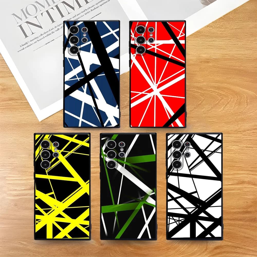 Custodia per telefono modello chitarra E-Evh per Samsung Galaxy S25 S24 S22 S23 Ultra S21 S20 Plus 5G Custodia morbida a copertura totale antiscivolo satinata