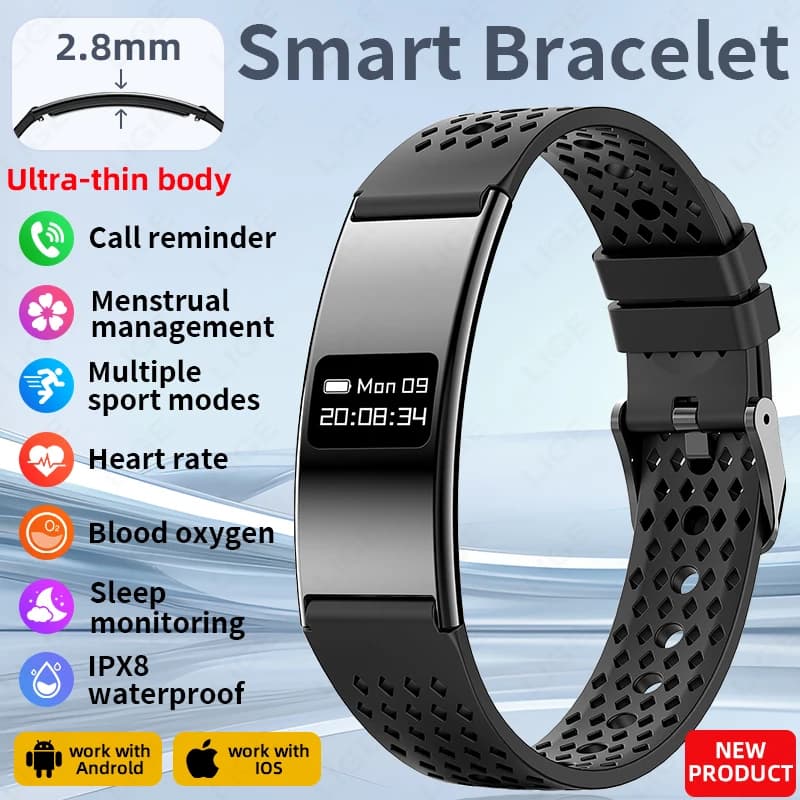 LIGE Utra-sottile Promemoria chiamate Bracciale Sport Fitness Tracker Pedometro Salute Bracciale intelligente Cardiofrequenzimetro Smart Watch