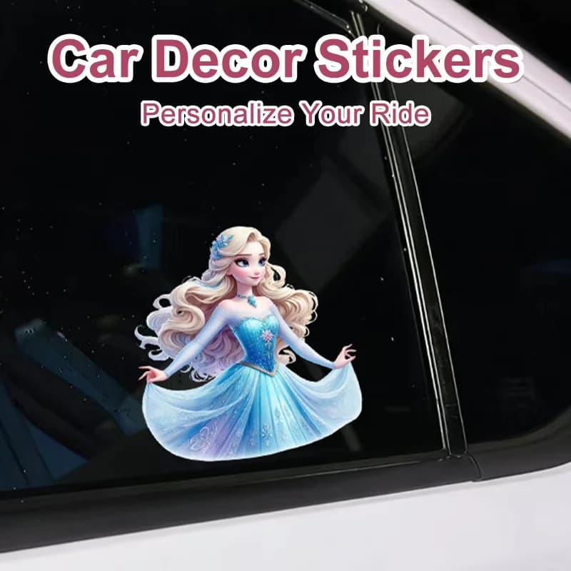 Disney Elsa Car Stickers Cartoon UV Printed Decals Waterproof for Car Bumper Travel Case Laptop Sweet Gift Stickers