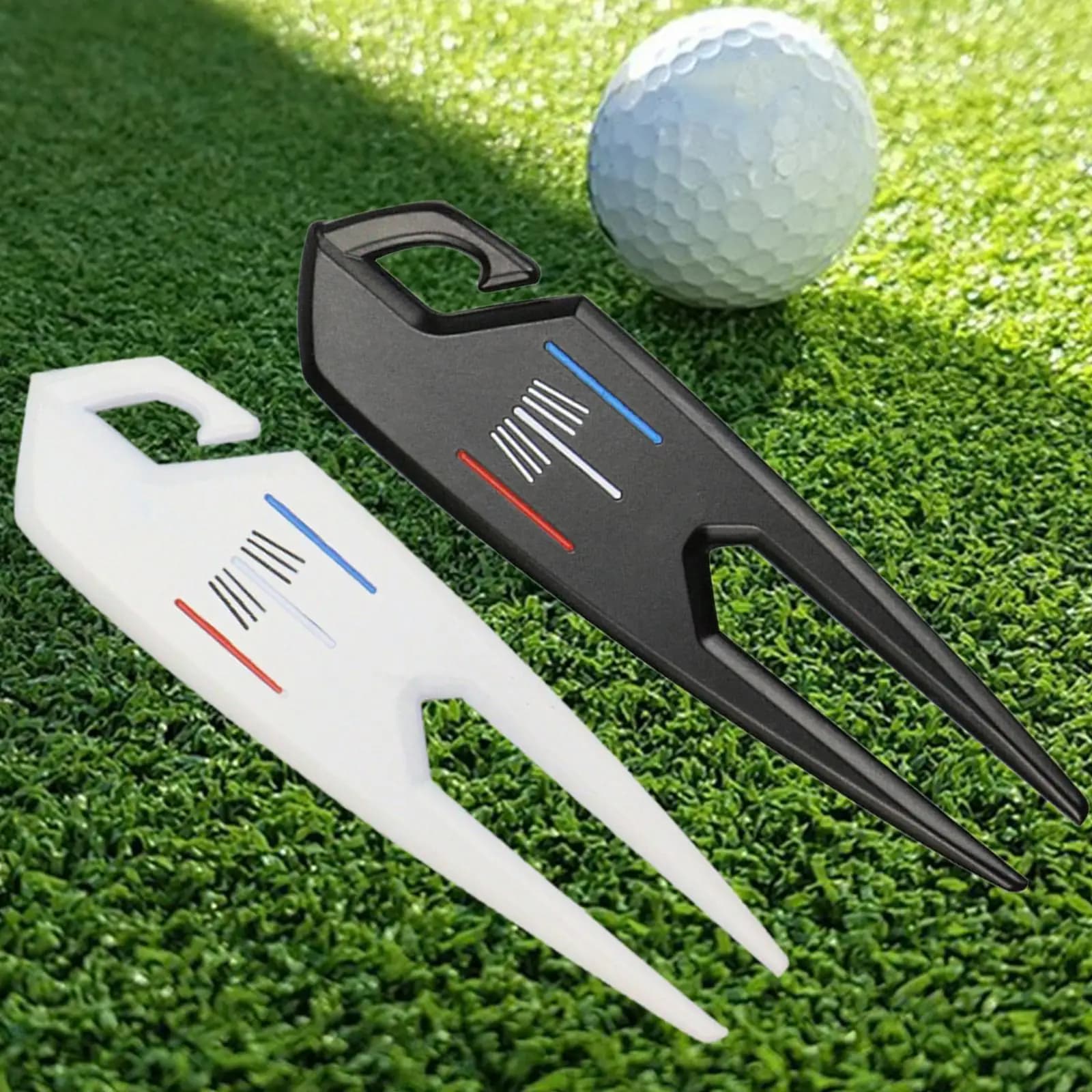 Forchetta da golf divot in lega Pratica mazza da golf Esercizio da golf Multitool Durevole Putt Parter Indicatore di palline da golf per la pratica del club