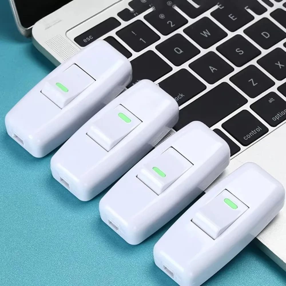 Home Light Switch Boat Shape Classic White Black Wires Cable Switches Desk Light Cord Inline ON/OFF Table Lamp Switches