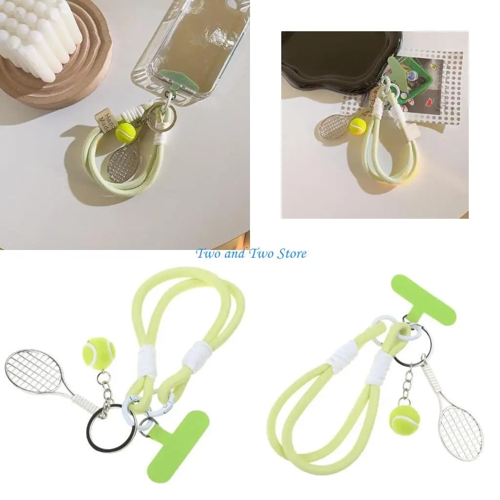 HX6F Keychain accessory with lively green tennis rack, perfect for sports fashionistas