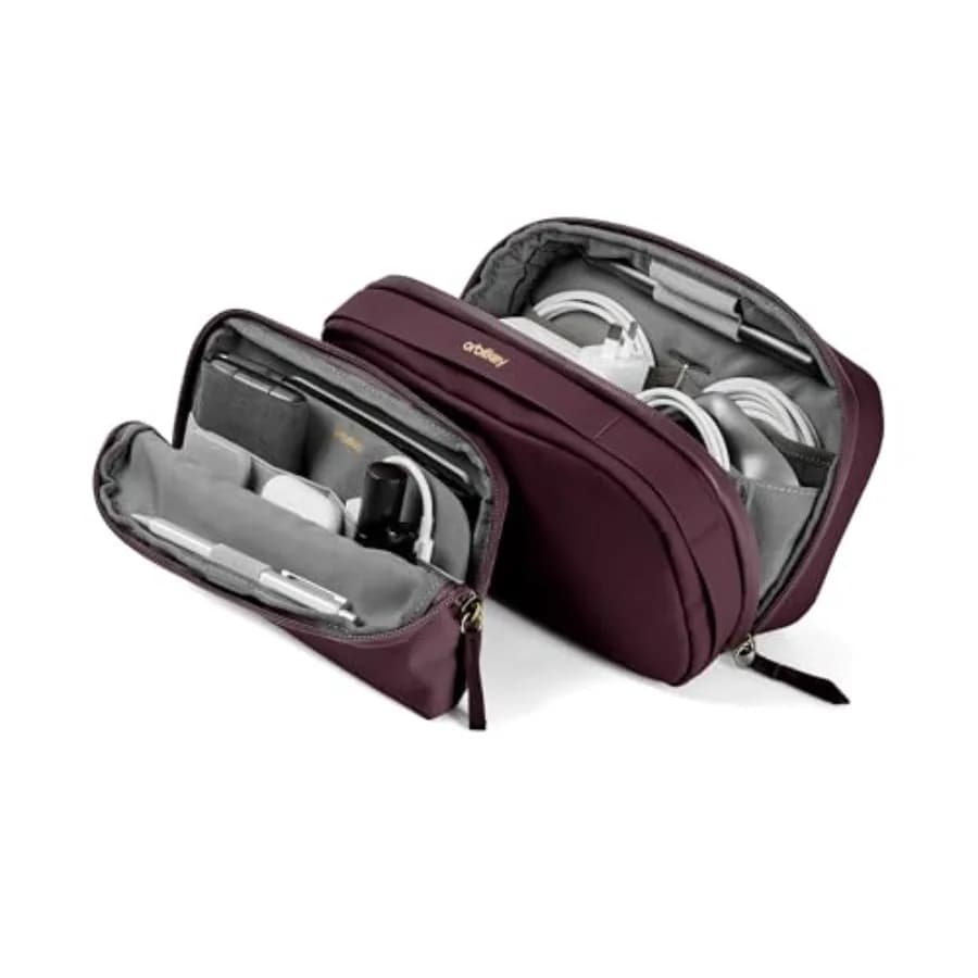 Borsa porta accessori tecnologici 2-in-1 con custodia sottile staccabile, organizer da viaggio per cavi, caricabatterie, auricolari, power bank e altro.