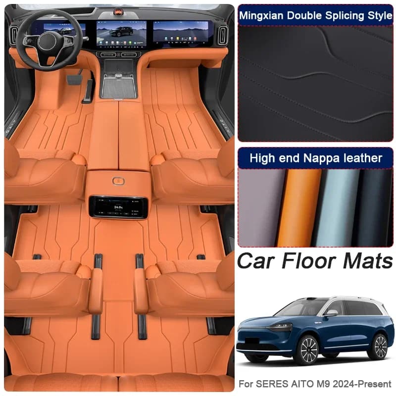 For SERES AITO M9 2024-Present Custom Leather Nappa Auto Piede Protect Zerbino Auto Anti-Slip Luxury Waterproof Floor Pad Accessory