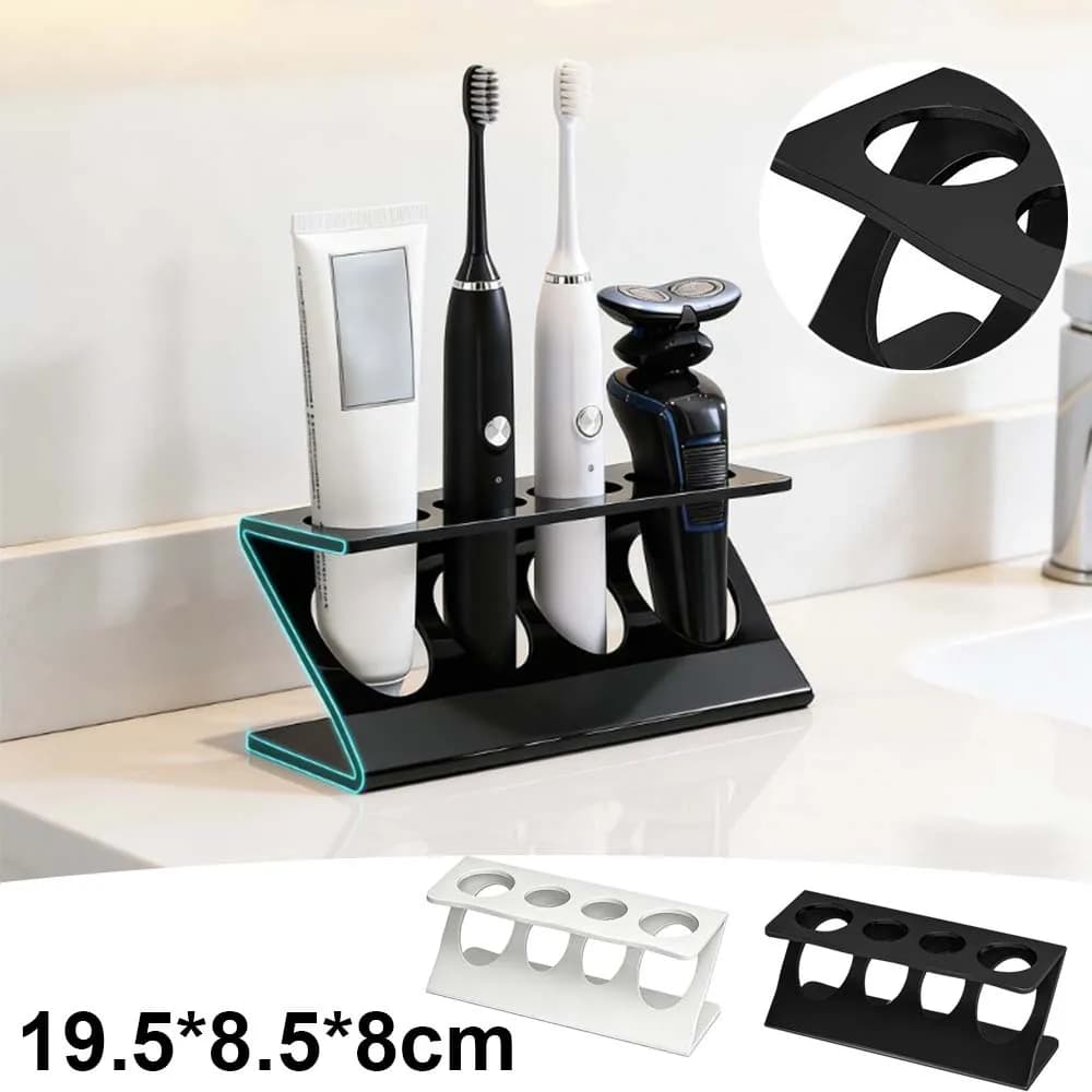 Toothbrush Holder for Bathroom Countertop Electric Toothbrush Stand with 4 Slots Rustproof Organizer Racks for Toothpaste Razor
