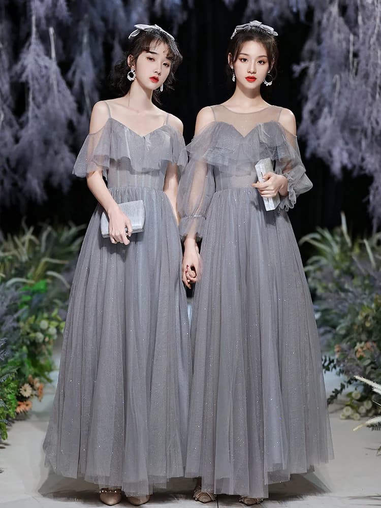 Gray Maids Dress Sister Group 2026 New Summer Exclusive High Performance Hostess Performance Evening Gown Women's Dress