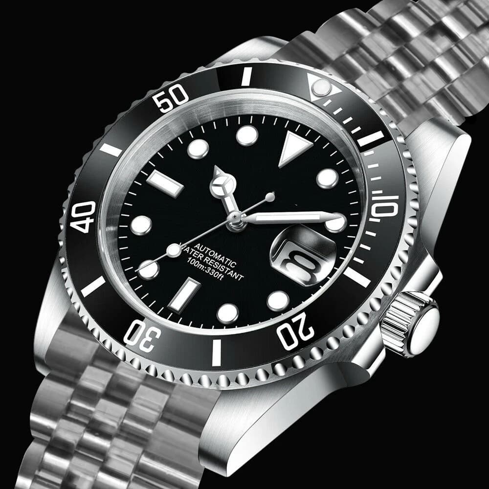 Men's Watch 40mm Luxury Diver nh35 Automatic mechanical Mirror with sapphire Ceramic Bezel 100m Waterproof Bright Relogio Masculino