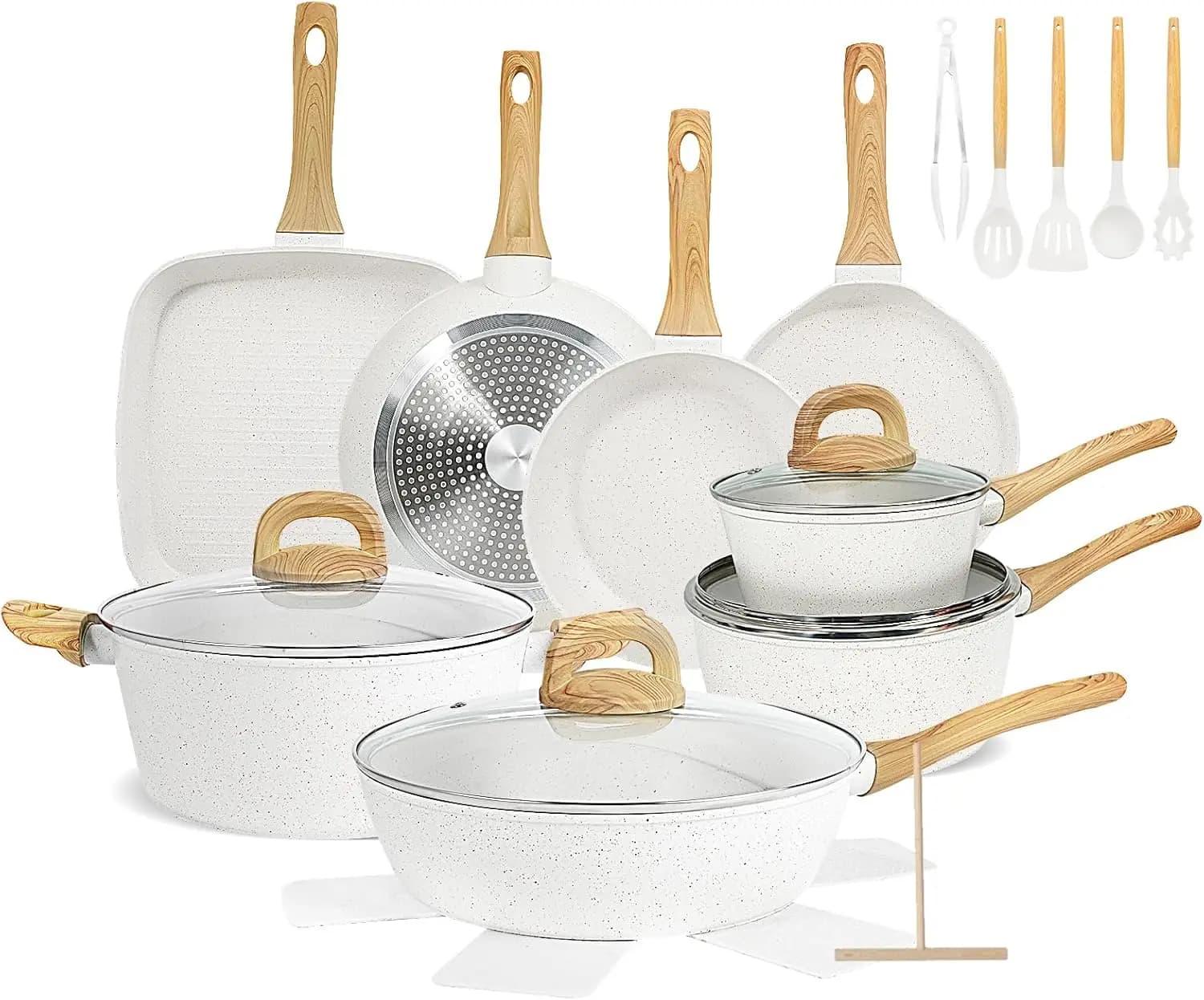 Nonstick Pots and Pans Set, 25-Piece Ceramic Cookware Set, Induction Kitchen Cooking Set with Frying Pans Saucepans & Utensils,