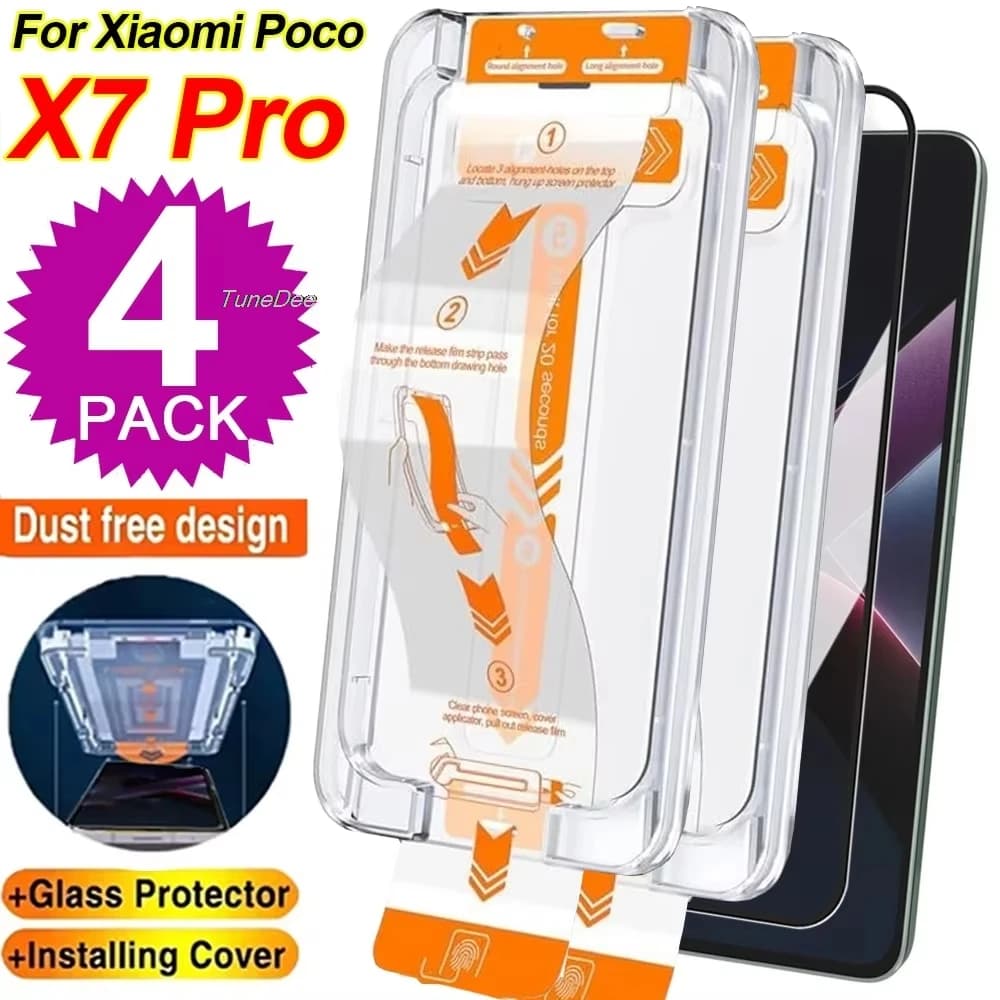 1-4pcs Proteggi Schermo Senza Polvere Per Xiaomi Mi Poco X7 Pro 9H Durezza Vetro Temperato Con Kit di Installazione Per POCO X7Pro 5G
