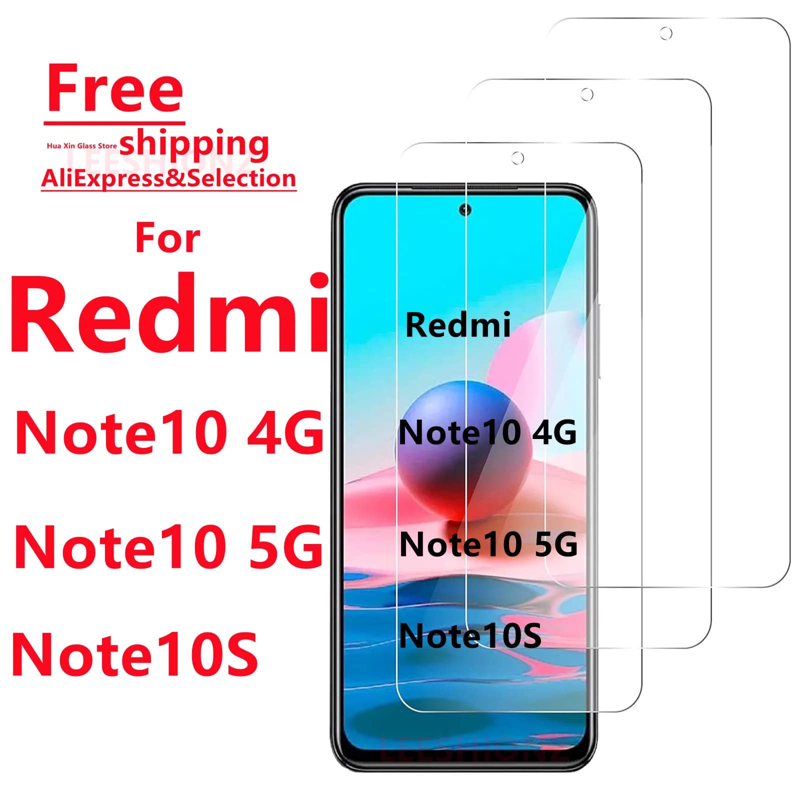 Per Redmi Note10 5G 4G Note10S Protezione dello schermo in vetro temperato - Protezione per smartphone adatta per la serie Redmi Note 10 S 4G 5G