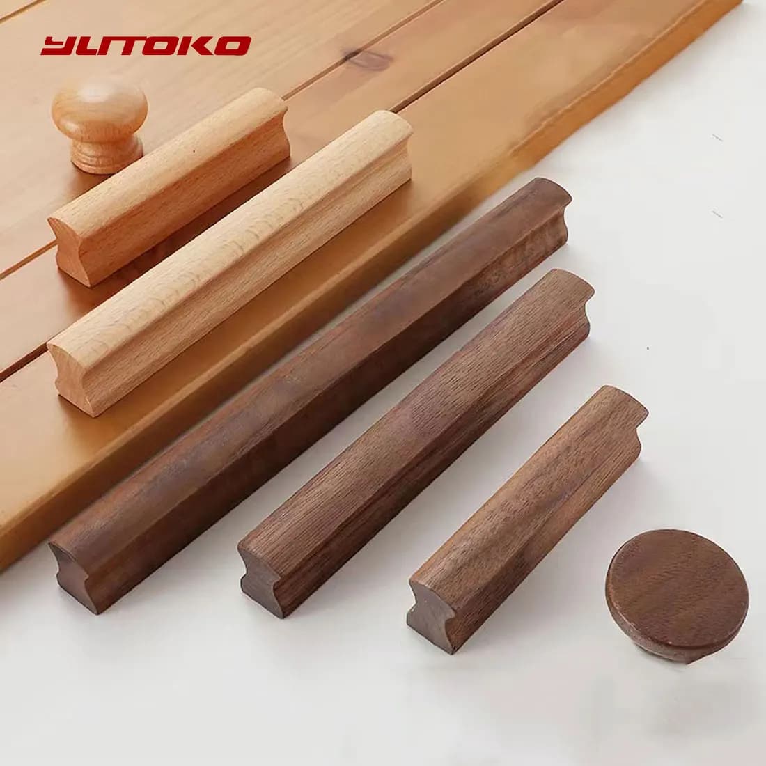 Maniglia per mobili in legno di noce Manopole per cassetti Maniglie per armadi da cucina Maniglie lunghe Armadi e cassetti Manopole per cassetti Manopole per guardaroba