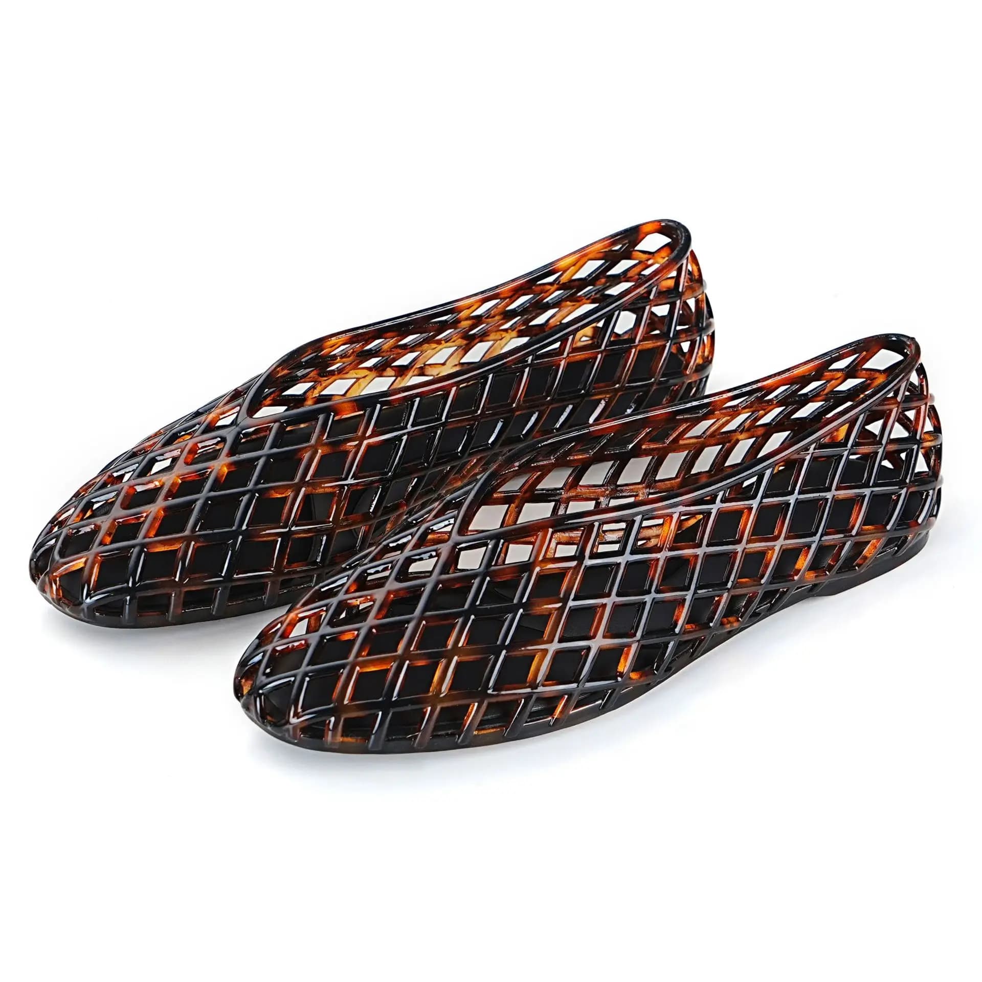 Women's sandals with pointed flat bottom hollow jelly sole comfortable to step on fishing net crystal shoes perforated sandals