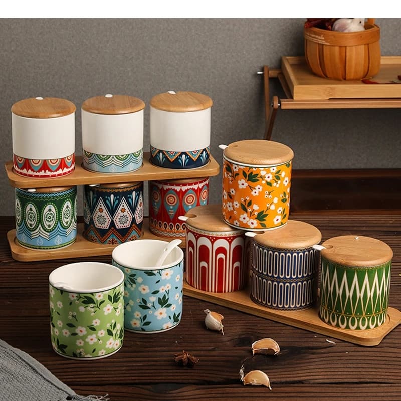Set di barattoli per condimenti in ceramica, spezie da cucina, sal, pepe, organizer, strumenti domestici nordici
