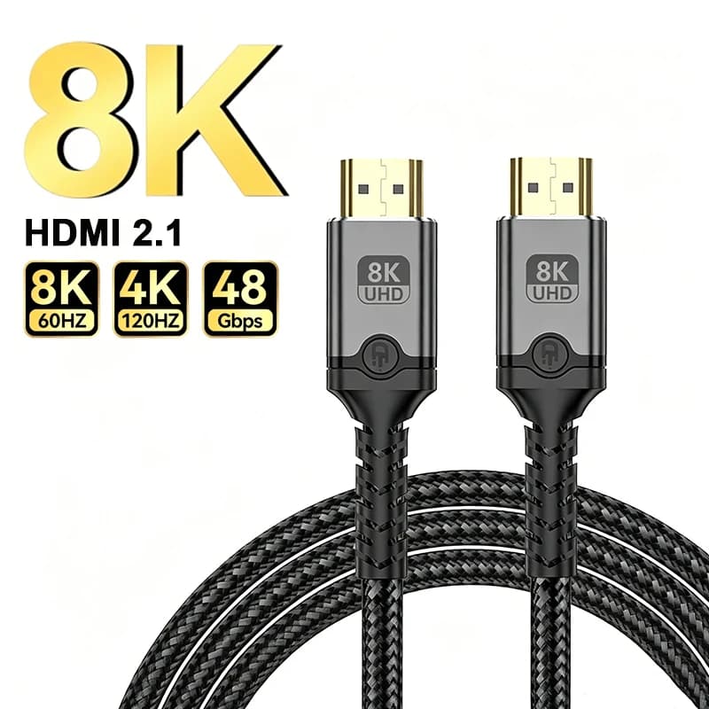 8K HDMI 2.1 Cable Male To Male High Speed 48Gbps Adapter 8K@60Hz Supports 3D EARC ARC HDCP Ultra High Speed HDR Video Cable