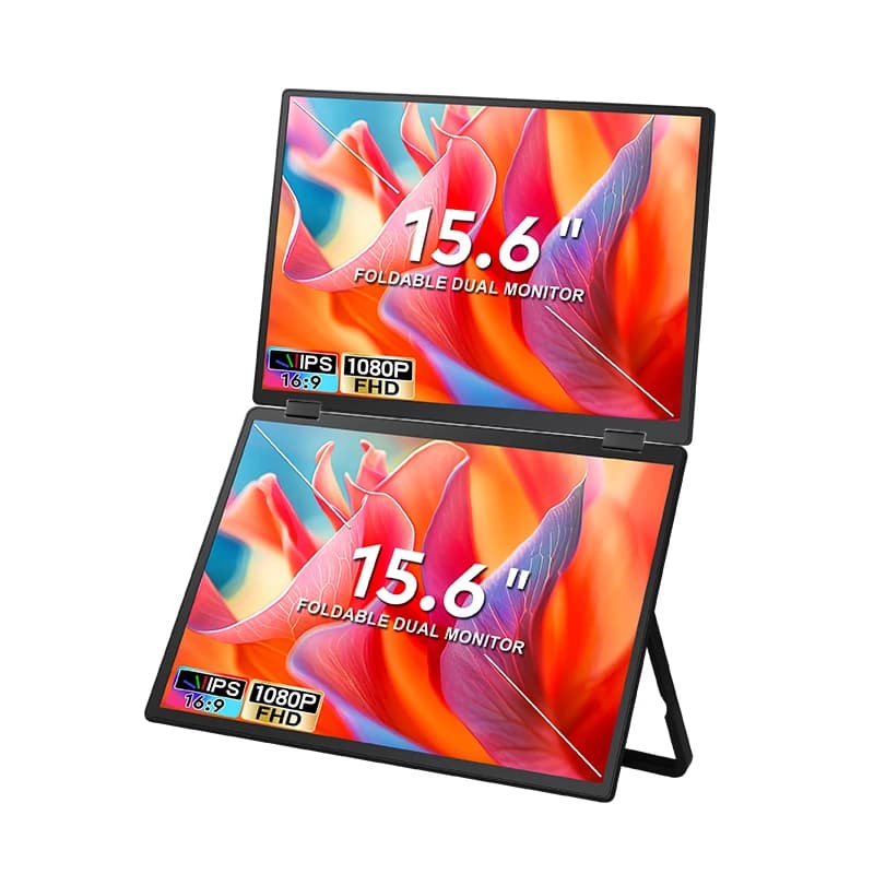 Doppio schermo LCD da 15,6 pollici con supporto USB c Extender per monitor triplo portatile per laptop e telefono cellulare