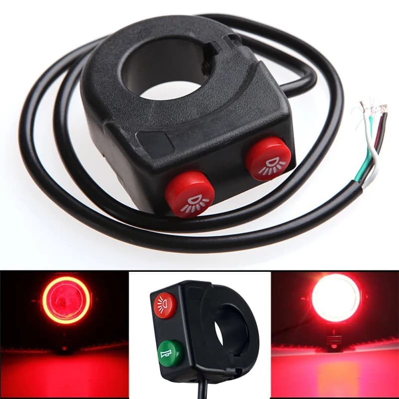 Clacson manubrio da 22mm e interruttore a pulsante combinato faro per moto ATV Scooter bicicletta elettrica ricambi universali Refit