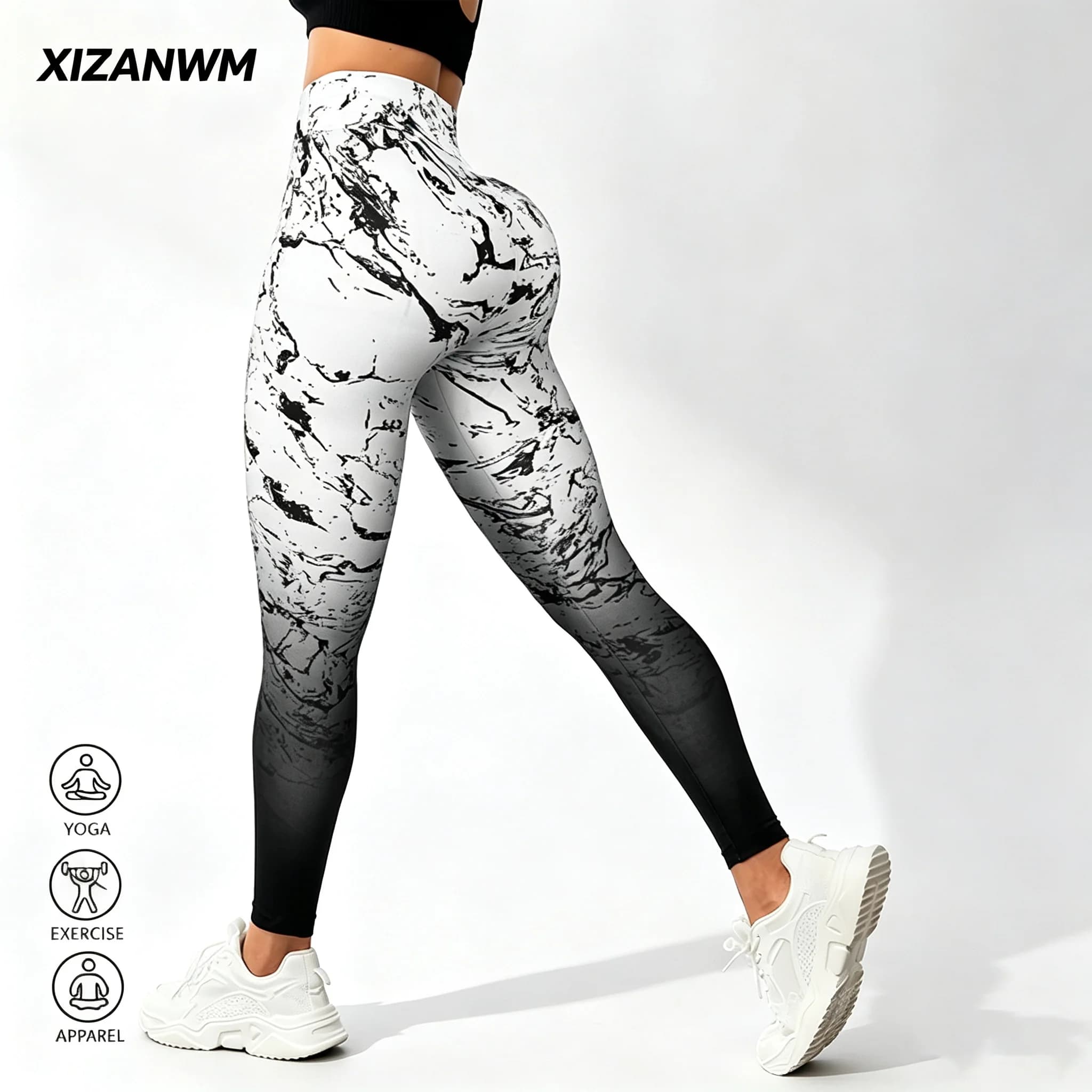 Tie Dye Sports Leggings Women High Waist Gradient Tights Sexy Hip Liftting Fitness Pants Workout Casual Quick-drying Leggings