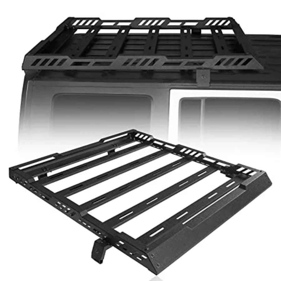Portapacchi da Tetto Wrangler JK, Cestello Portabagagli per Jeep Wrangler JK Unlimited 4 Porte Hardtop 2007-2018, in Alluminio Nero Durevole