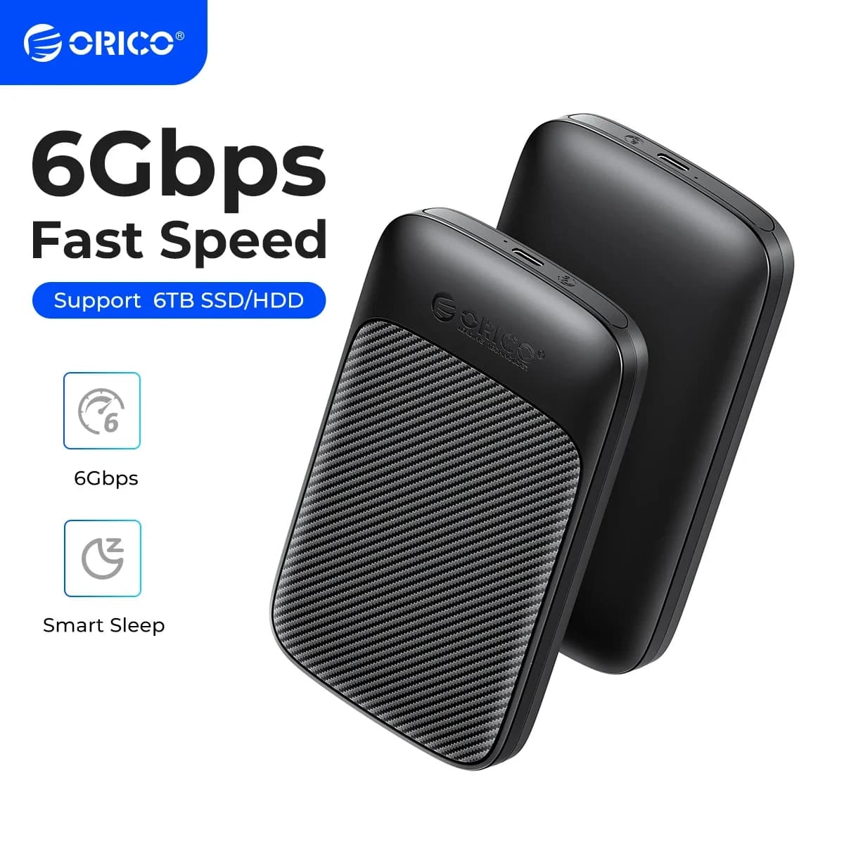 ORICO USB3.1 6Gbps HDD Enclosure SATA a Type-C HDD SSD Hard Drive Enclosure Support UASP per SSD/HDD da 7 ~ 9.5mm da 2.5 pollici