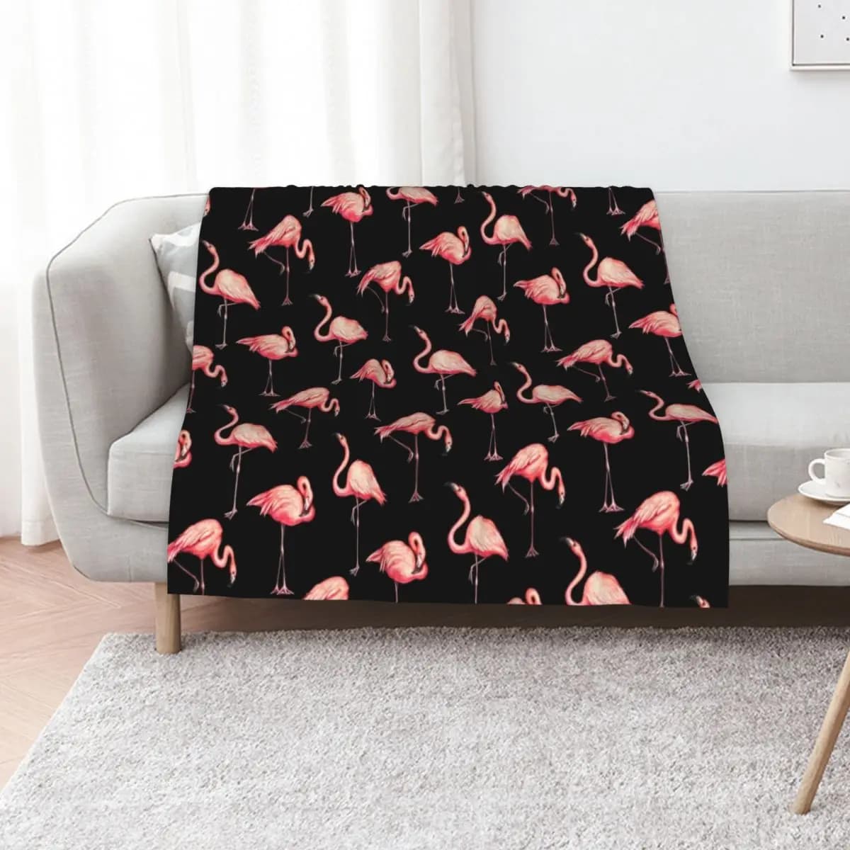 Flamingo model - Black blanket for fashionable sofas, large sleeping bag, nap blankets