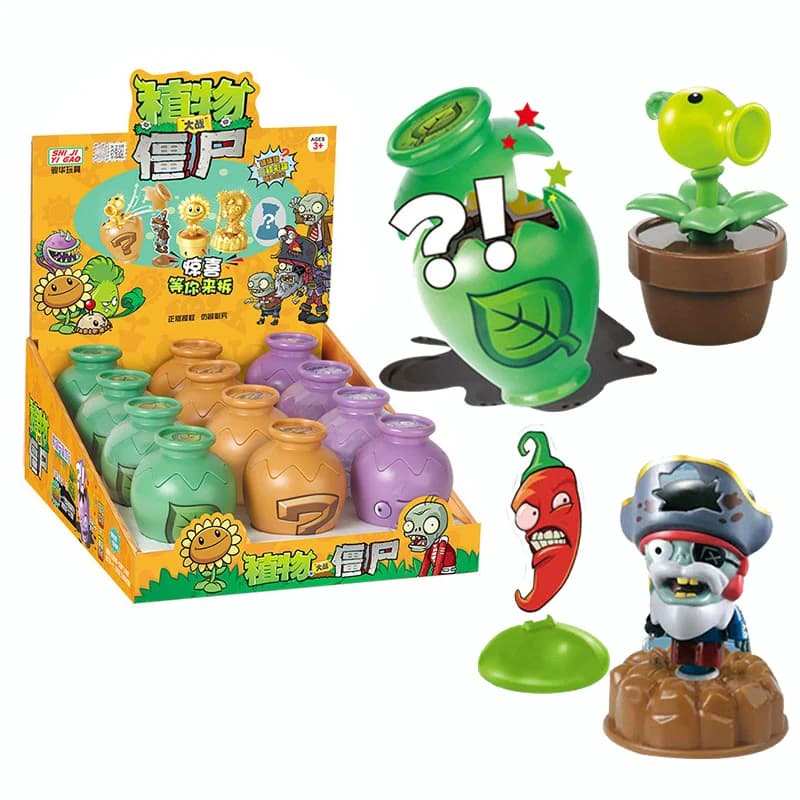 Plants vs. Zombies Colorful Surprise Pottery ABS Material Peashooter Sunflower Conehead Zombie Blind Box Toys Christmas Gifts