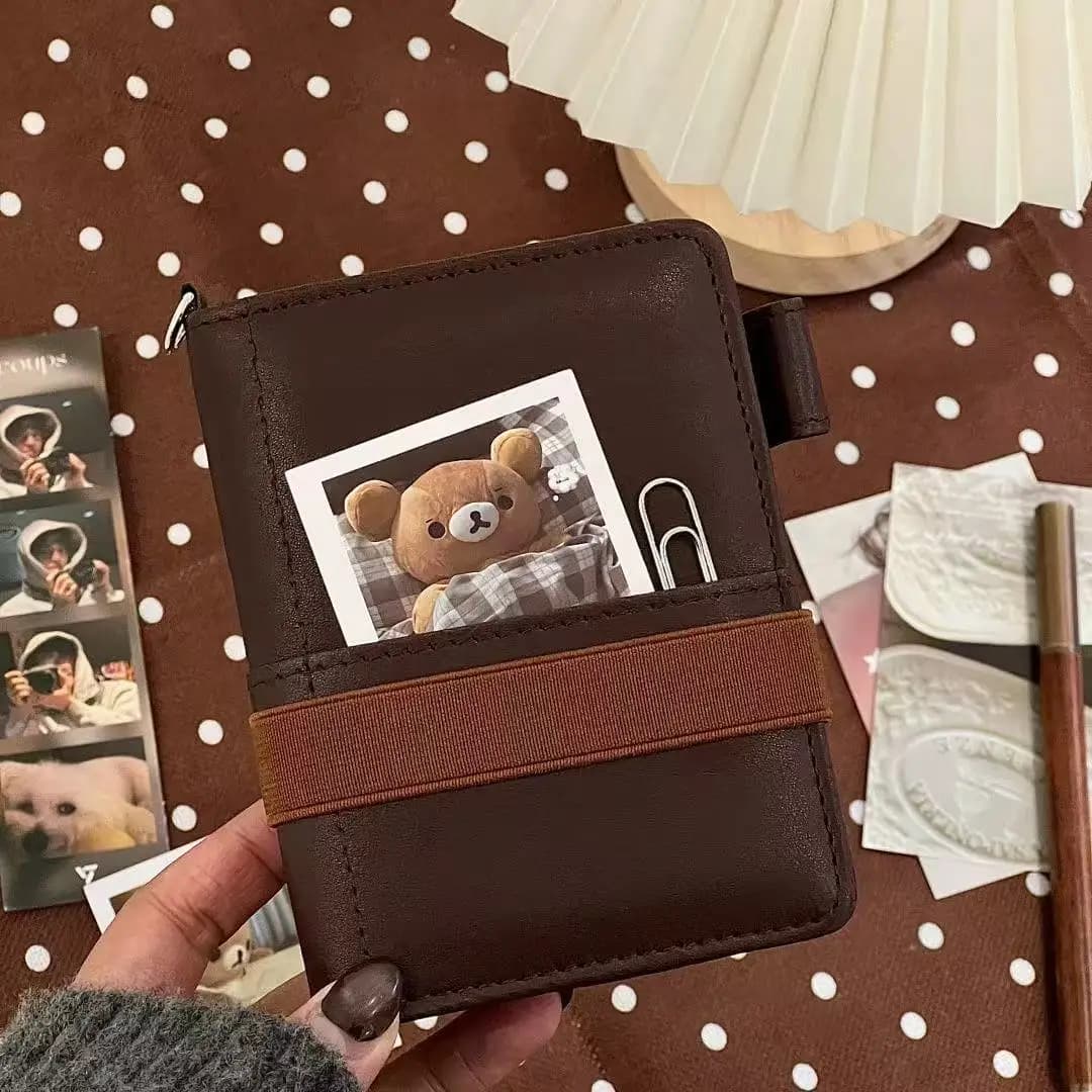 Brown M5 Loose Leaf Notebook Transparent Removable Pages Portable Diary Planner for Students Daily Note Taking
