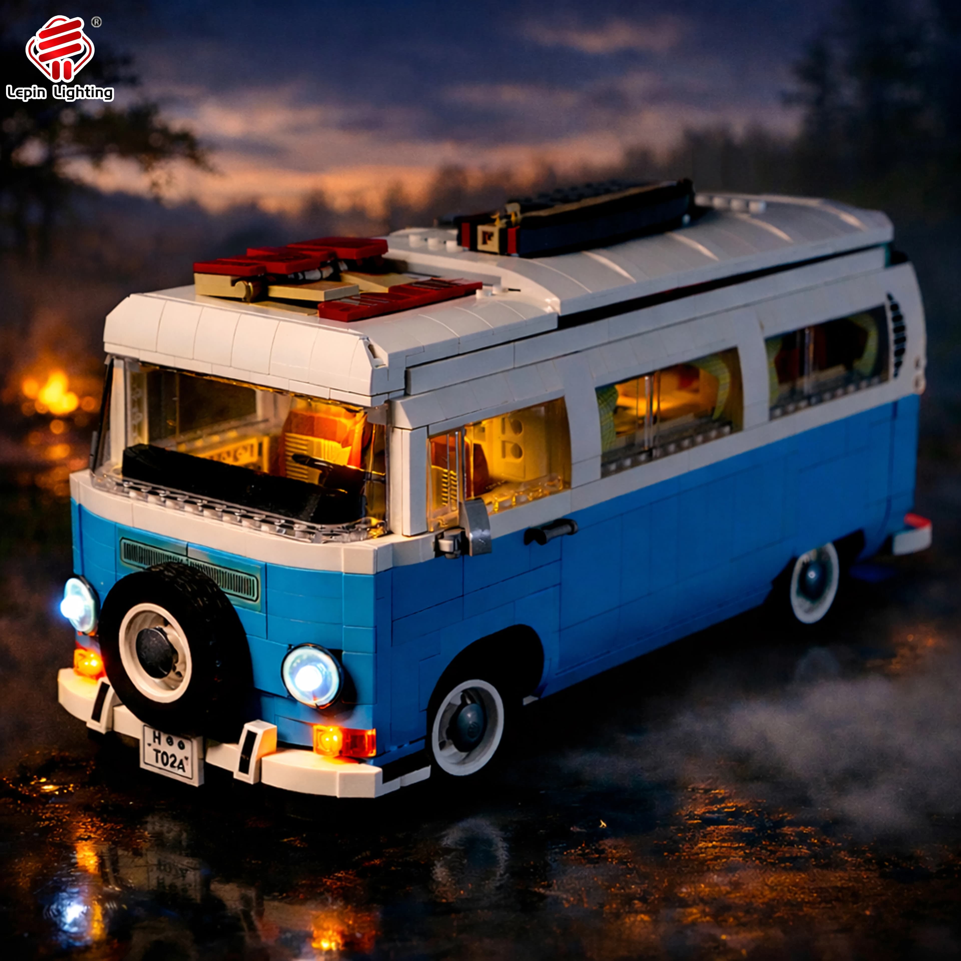 Kit di Illuminazione LED Compatibile con il Modello di Camper Van T2 10279, Set di Luci Decorative per Esposizione (Solo Luci)