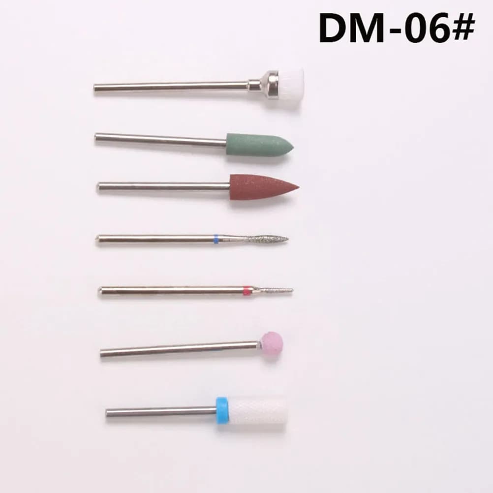 Set of 7 Nail Polishing Parts, Professional Manicure Kit with Abrasive Heads and Natural and Artificial Nail Brushes, Fai-da-Te, Salone, Spa