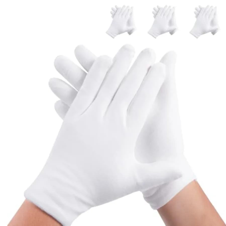 3 Paia di Guanti Bianchi in Cotone per Mani Secche e per Dormire, Guanti Premium in Cotone per Eczema, Guanti Idratanti per la Notte