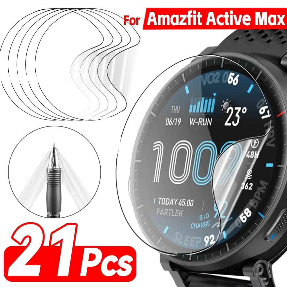 3-21 Pezzi di Pellicola Idrogel Morbida in PMMA Anti-graffio a Copertura Totale per Amazfit Active Max