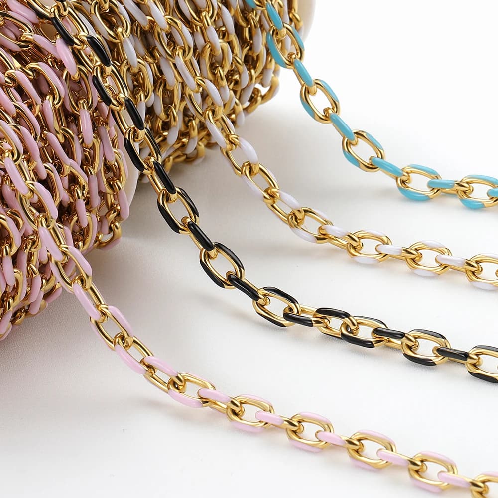 Catena colorata grossolana di olio a goccia in acciaio inossidabile da 0,5/1 m per la catena del sacchetto del braccialetto fai da te Accessori per la creazione di gioielli Materiali pratici