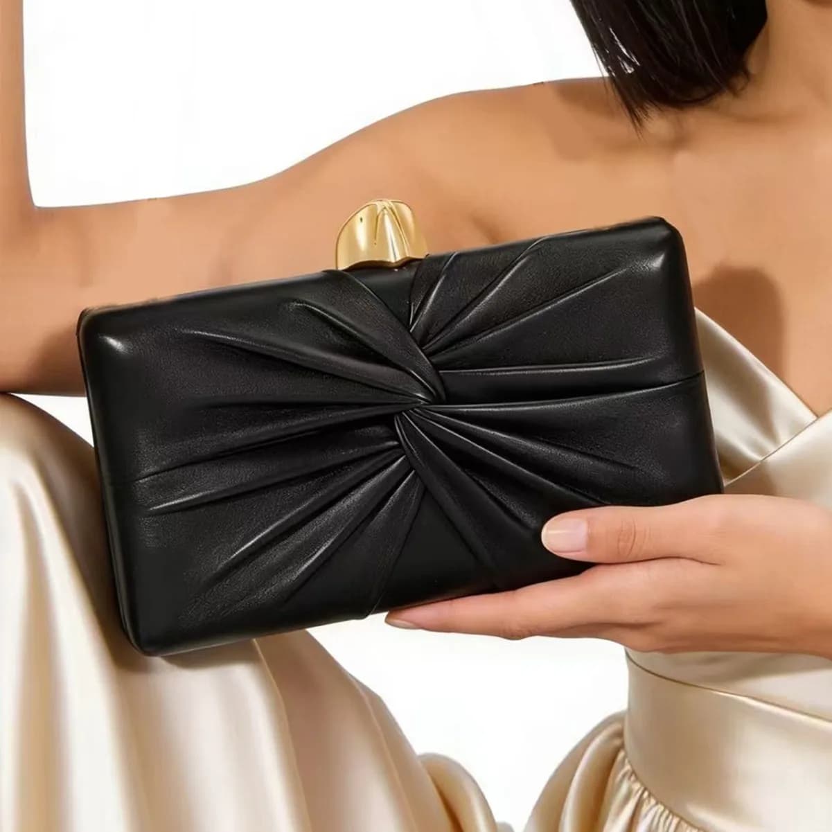 Retro PU Leather Black Brown Square Handbags Metal Chain Shoulder Bag Crossbody For Women Banquet Party Evening Bag Small Clutch