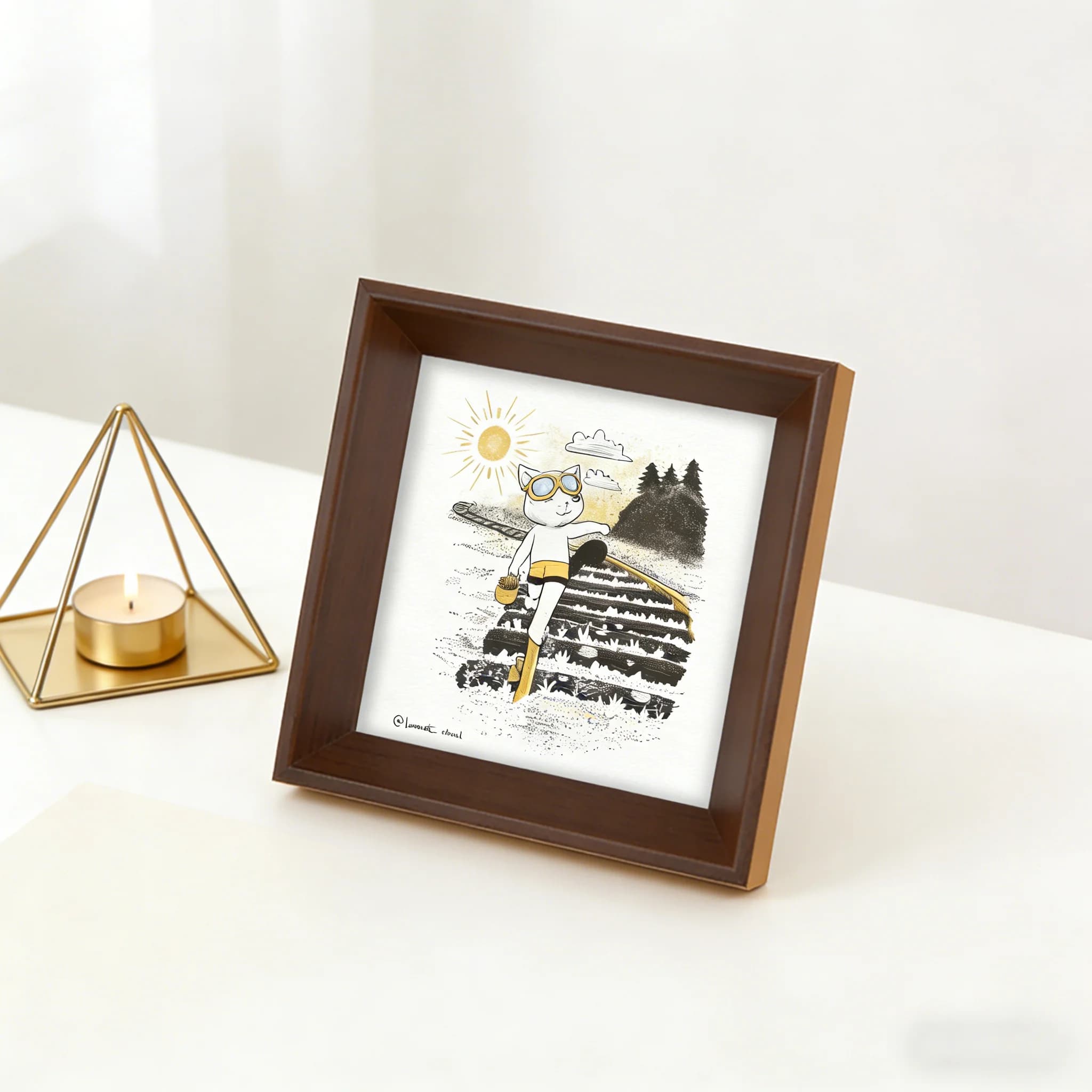 Minimalist Square Small Picture Frame with High-End Feel - Tabletop & Wall-Mounted Frame for Oil Pastel Art & Kids' Drawings
