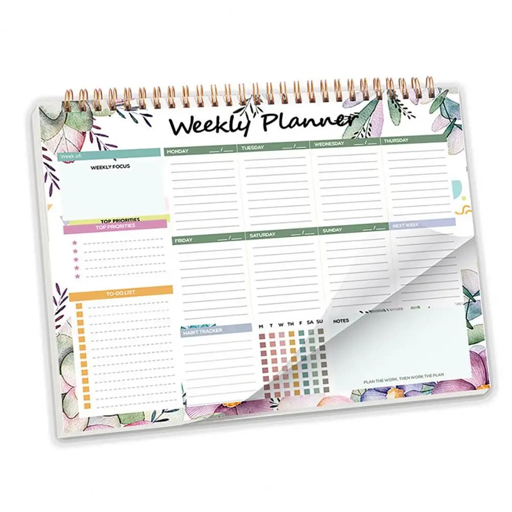 Agenda scolastica, quaderno, organizer da scrivania, agenda settimanale con rilegatura a spirale per lavoro, 52 fogli